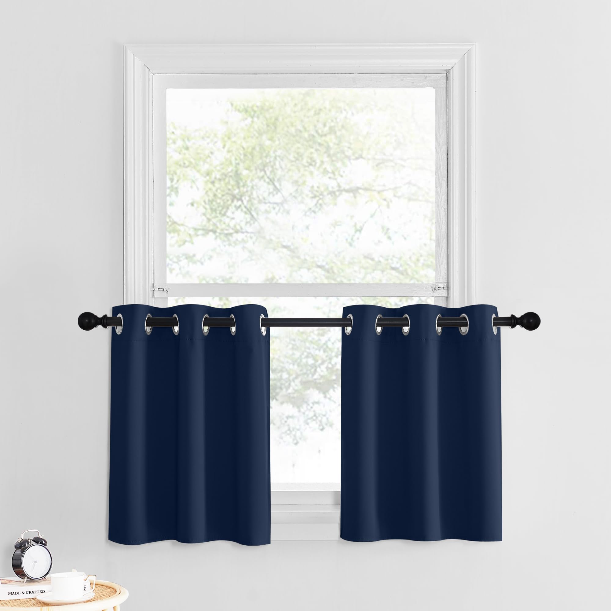 NICETOWN Grommet Blackout Curtains for Bedroom and Living Room - 2 Panels Set Thermal Insulated Room Darkening Curtains for Half