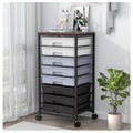 SYKIARIOL Rolling Cart with Drawers,Utility Cart with 8 Drawers and Wooden Tabletop for Living Room,Classroom,Bedroom,Bathroom,D