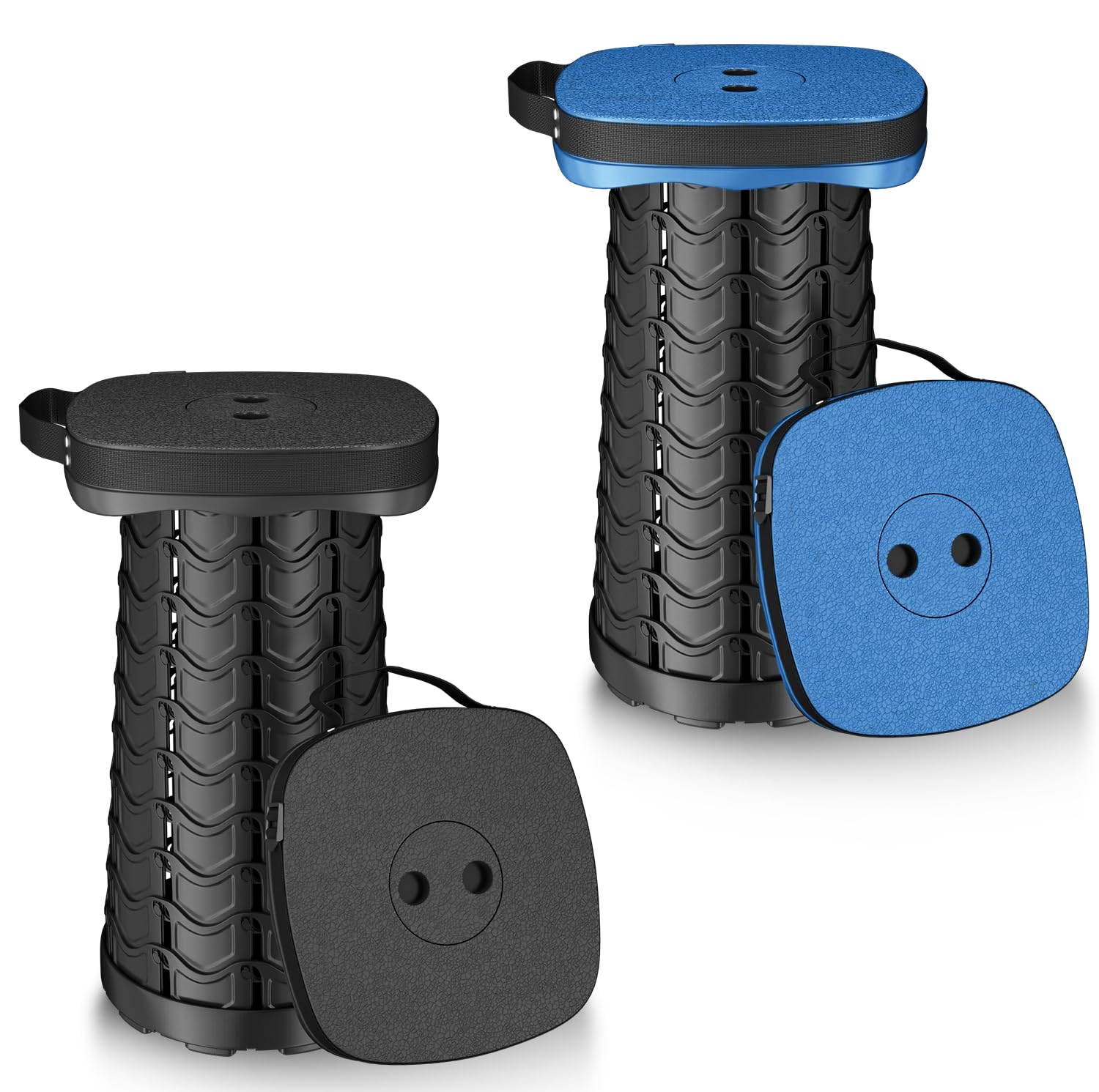 aboutool 2 Pack Collapsible Stool - Lightweight Folding Stool, 485lbs Capacity, Portable for Adults, Camping, Fishing, Hiking, O