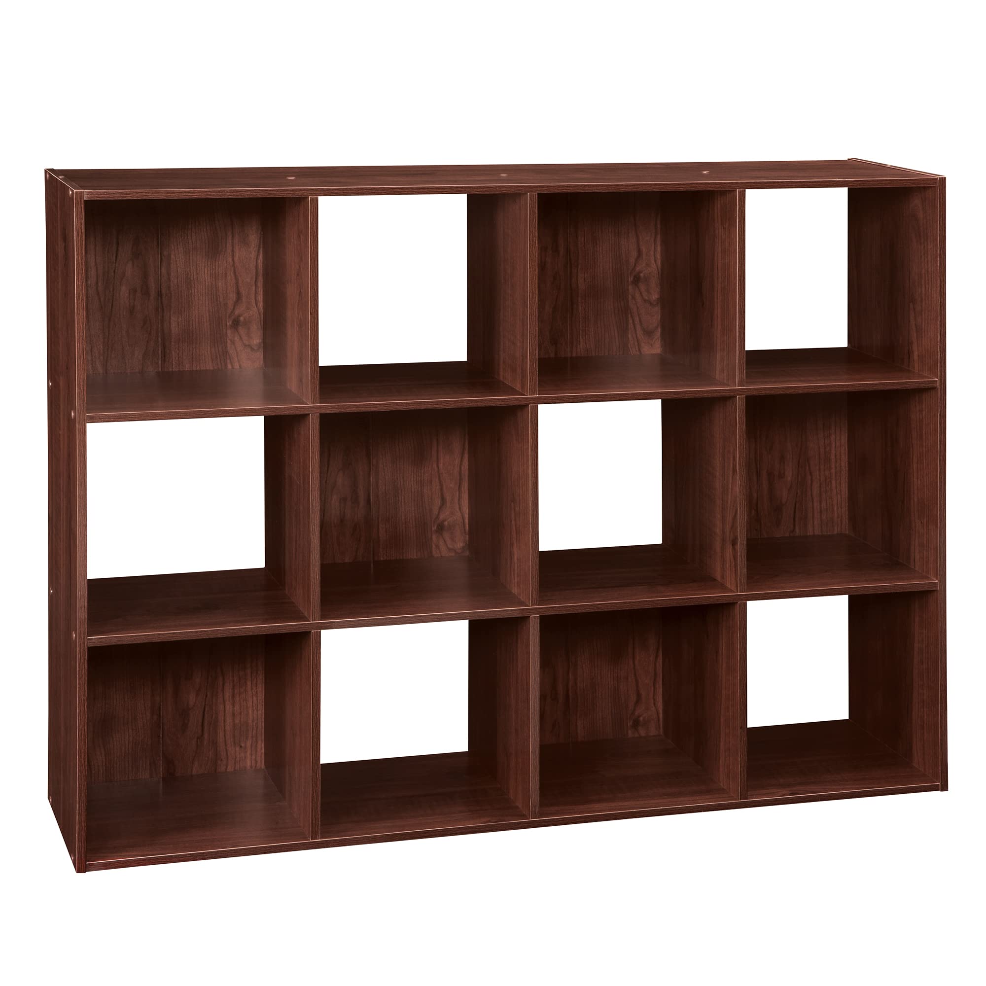ClosetMaid Cubeicals 12 Cube Storage Shelf Organizer Bookshelf, Stackable, Vertical or Horizontal, Easy Assembly, Wood, Dark Che
