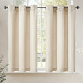 jinchan Half Kitchen Curtains 36 Inch Linen Textured Casual Weave Cafe Tier Curtains for Living Room Bathroom Farmhouse Country 
