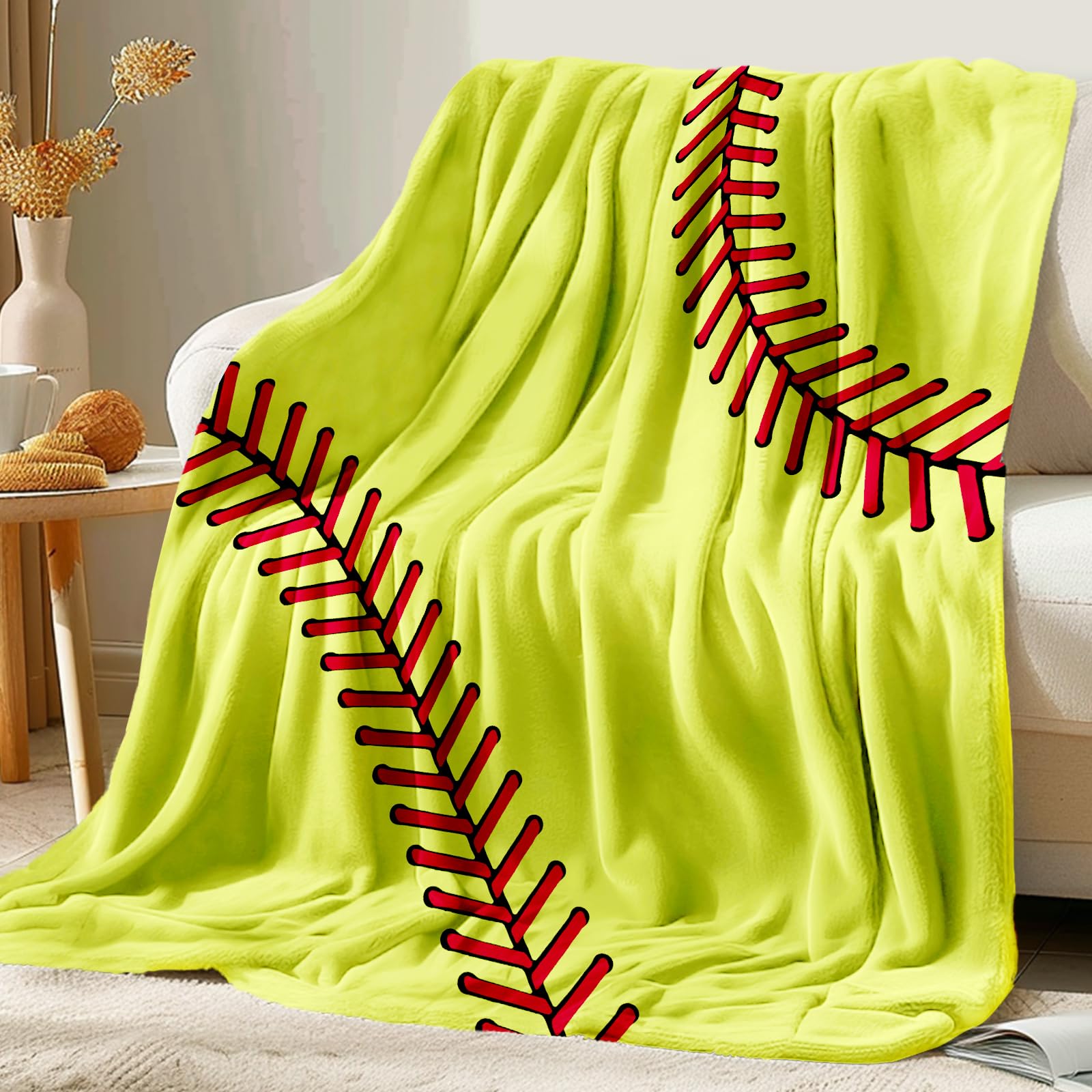 KING DARE Softball Blanket, Softball Gifts for Boys Girls 8-12, Unique Softball Stuff Gifts for Softball Lover, Soft Fleece Soft