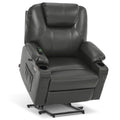 MCombo Medium-Wide Power Lift Recliner Chair Sofa with Massage and Heat for Elderly People, Cup Holders, USB&Type C Ports, Side 
