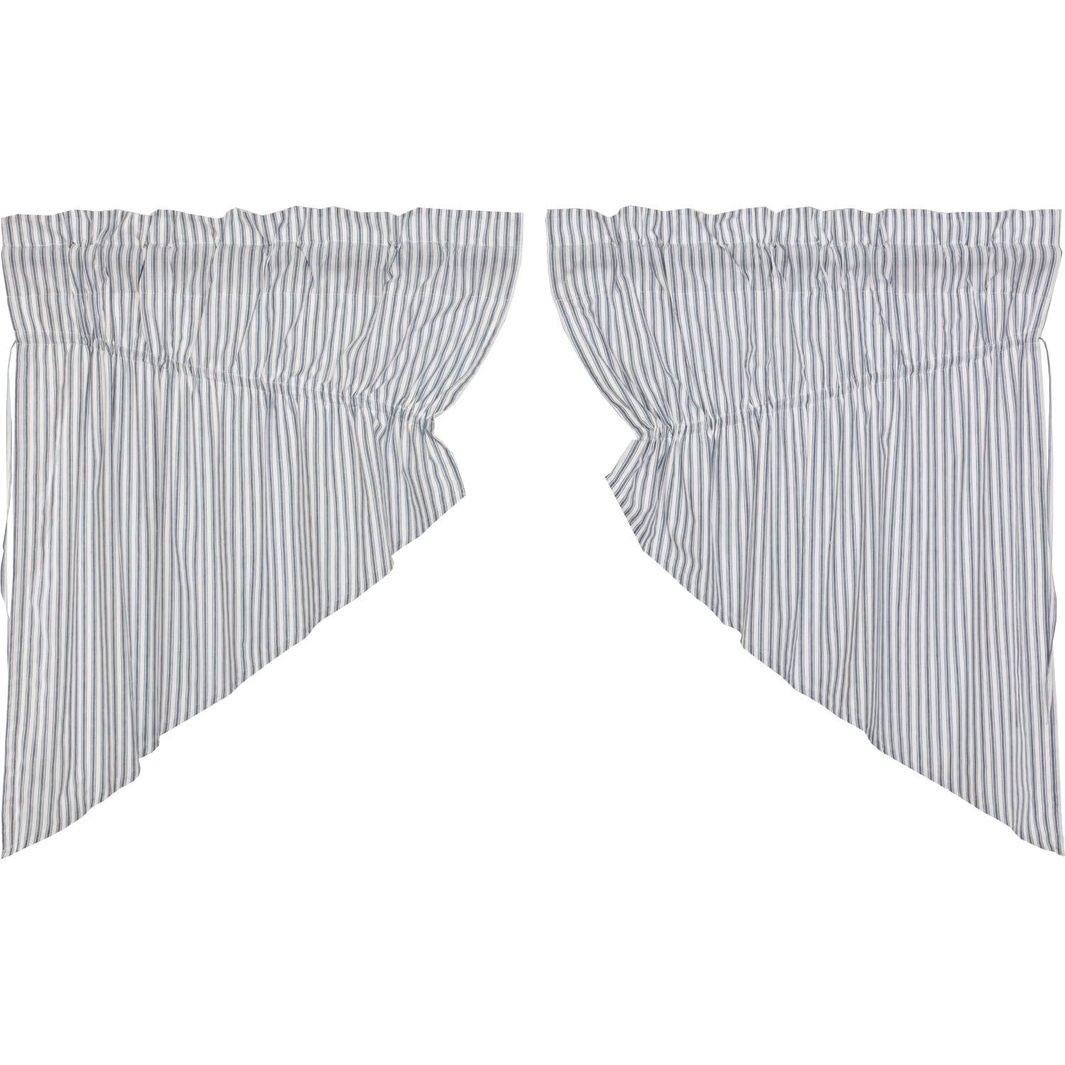 VHC Brands Sawyer Mill Blue Prairie Swag Set Country Kitchen Farmhouse Striped Pattern 36x36 Curtain, 36x36x18
