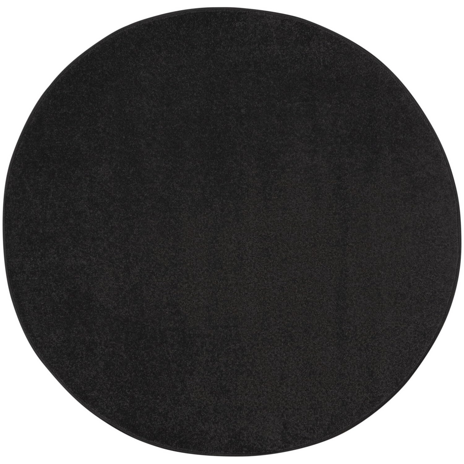 Nourison Essentials Indoor/Outdoor Black 4 x Round Area Rug, Easy Cleaning, Non Shedding, Bed Room, Living Room, Dining Room, B