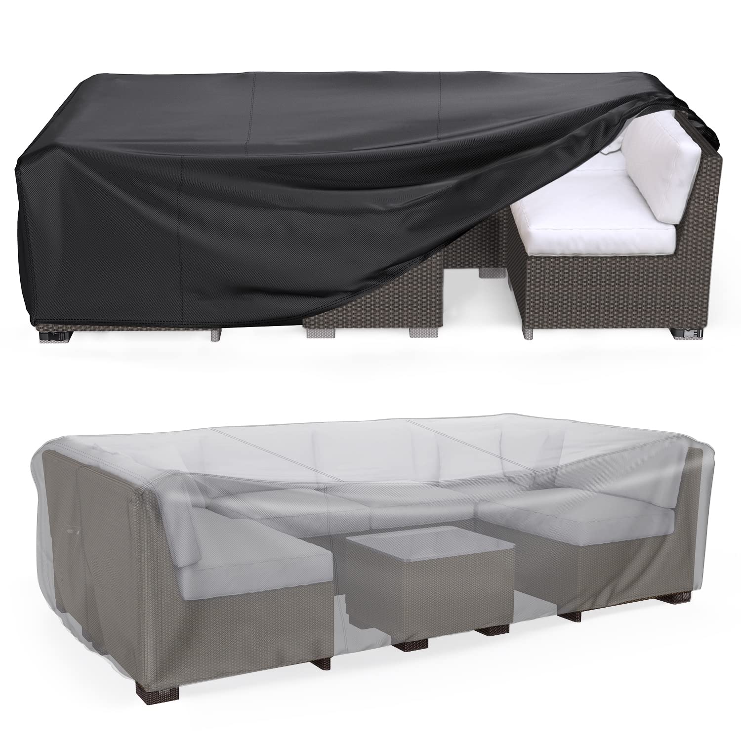 Patio Furniture Set Cover Waterproof, Mrrihand Outdoor Sectional Sofa Set Cover Heavy Duty 600D Table and Chair Set Cover 111 L 