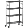 Folews 4-Tier Storage Shelving Unit with Wheels, Metal Rolling Storage Shelves Adjustable Layer Steel Rack Shelf, Wire Shelving 