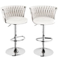 Lamerge Velvet Bar Stools Set of 2, Modern Swivel Bar Chairs with Adjustable Height, Upholstered Kitchen Island Chairs, Beige
