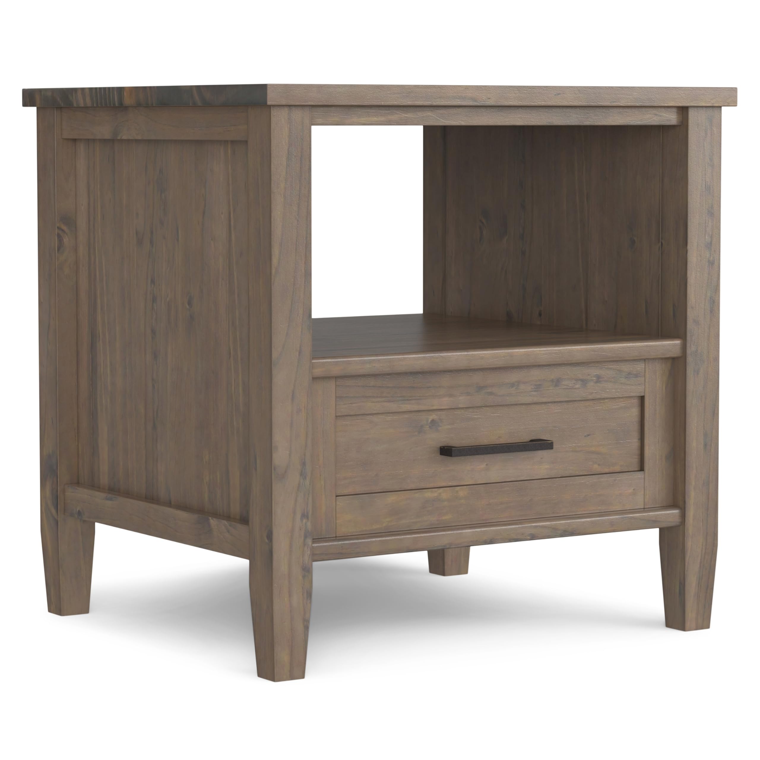SIMPLIHOME Ela SOLID WOOD 20 inch Wide Rectangle Transitional End Table in Smoky Brown for the Living Room and Bedroom