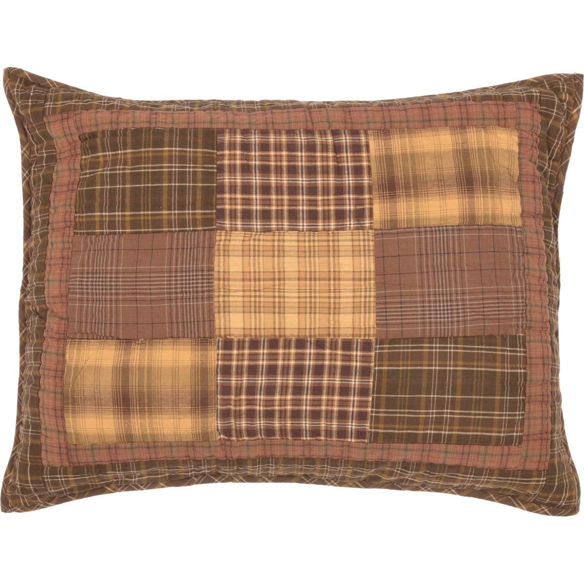 VHC Brands Russet Brown Rustic Bedding Prescott Cotton Hand Quilted Patchwork Standard Sham