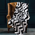 NTBAY Flannel Twin Blanket, Super Soft with Black and White Chevron Pattern Bed Blanket, 68x90 Inches