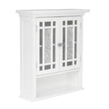 Teamson Home Windsor White Engineered Wood Bathroom Wall Cabinet with Glass Mosaic Doors