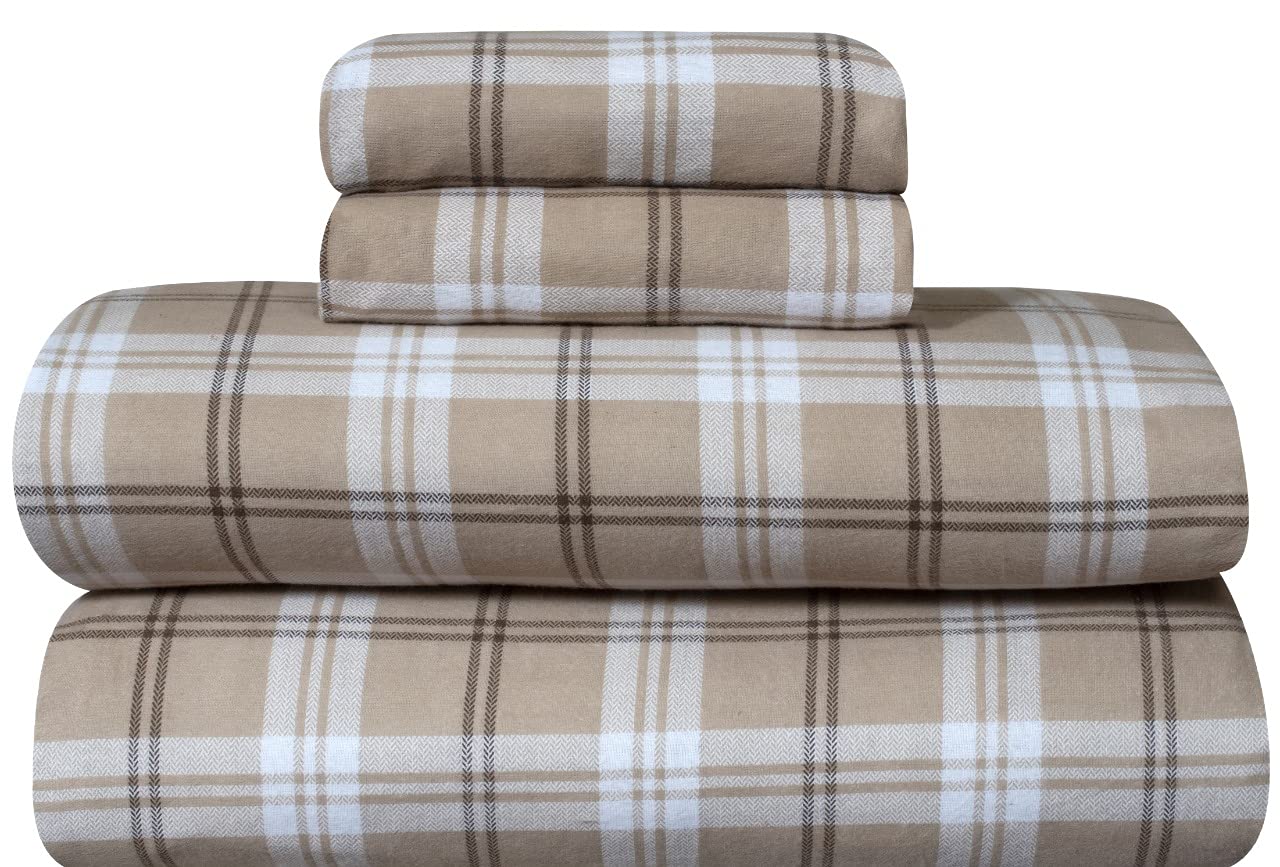 Bliss Casa 3 Piece 100% Cotton Flannel Sheet Set Twin - High GSM Deep Pockets, Warm Breathable Flannel Sheet Set. Flannel Bed Se