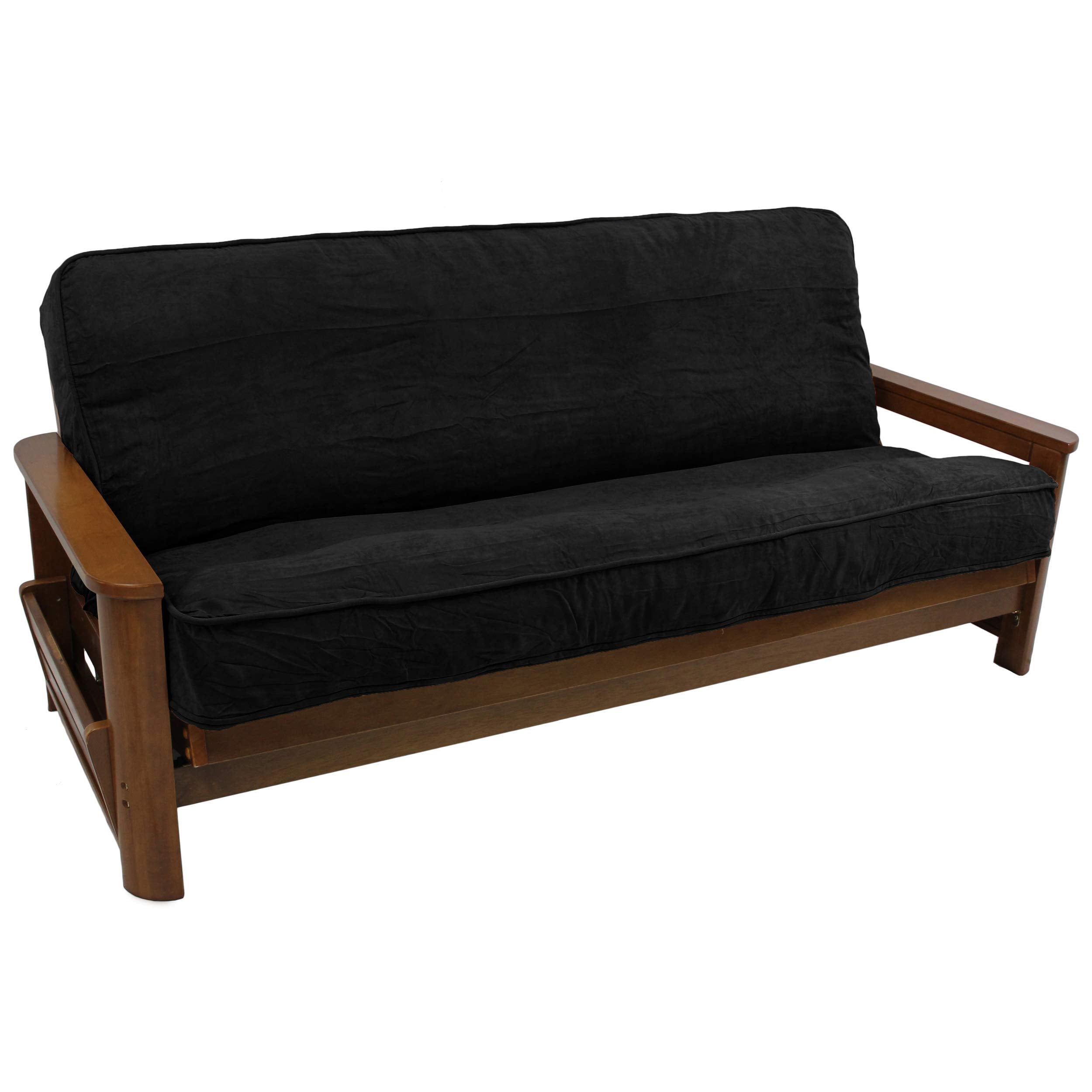 Blazing Needles Solid Microsuede Double Corded 8 to 9 Futon Cover, Full, Black