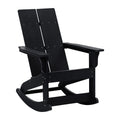 Flash Furniture Finn Modern Commercial Grade Poly Resin Wood Adirondack Rocking Chair - All Weather Black Polystyrene - Dual Sla