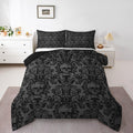 Feelyou Adults Gothic Comforter Set Queen Size Dark Olive Green Damask Comforter Skull Bohemia Boho Bedding Set Goth Duvet Set V