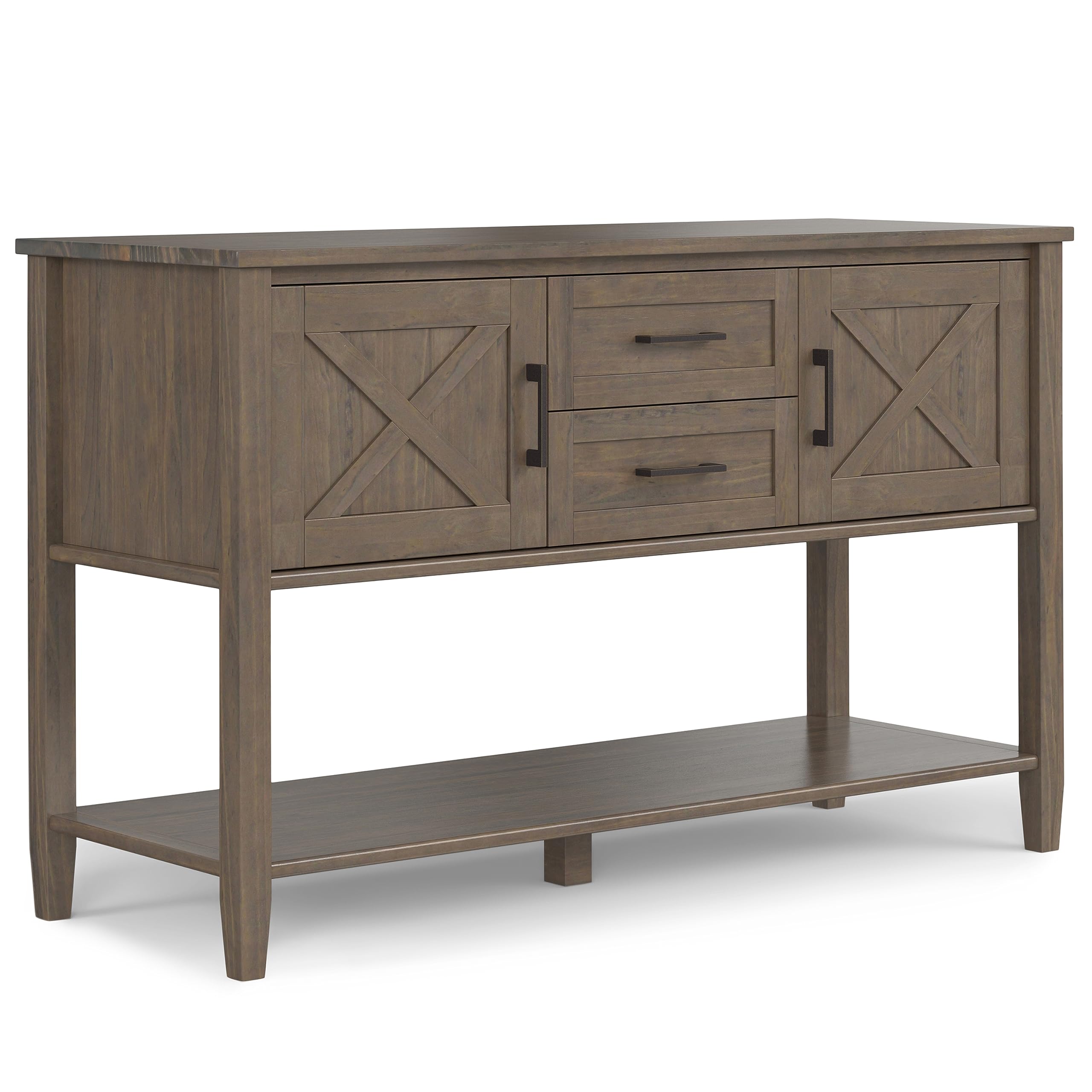 SIMPLIHOME Ela Solid Wood 48 Inch Wide Transitional Console Table in Smoky Brown, for The Living Room Entryway and Bedroom