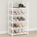 Hockmez 5-Tier Small Shoe Rack,Stackable Shoe Shelf Storage Organizer for Entryway Hallway Closet Bathroom Living Room(White-5Ti