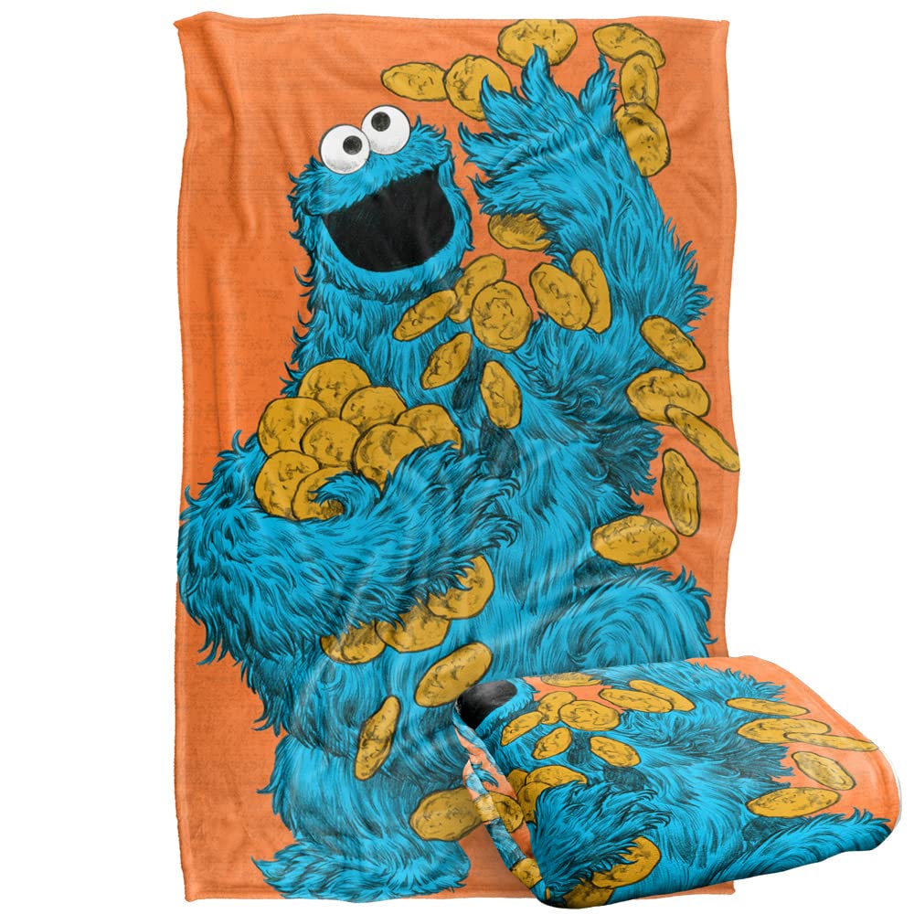 Sesame Street Cookie Monster Painted Officially Licensed Silky Touch Super Soft Throw Blanket 36 x 58