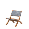 Patio Sense 63637 Sava Indoor Outdoor Folding Chair Low Slung Portable Seating Solid Acacia Wood Woven Seat & Back Indoors Porch