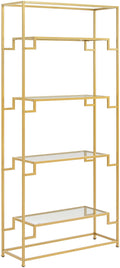 Crosley Furniture Celeste Bookshelf with Glass Shelves, Bookcase Storage, Gold