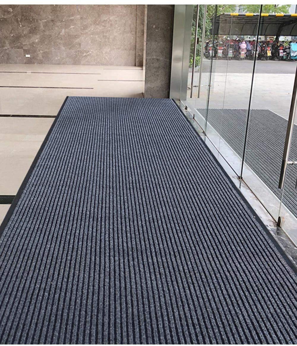 HappyBeeFlying Brush Step Large Front Door Mat 3x10 Outdoor Indoor Commerical Entrance Mat Doormat Striped Low Profile Rubber 