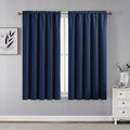CUCRAF Navy Blue Blackout Curtains 45 inch Length 2 Panels Set, Rod Pocket Room Darkening Drapes for Bedroom Living Room, Insula