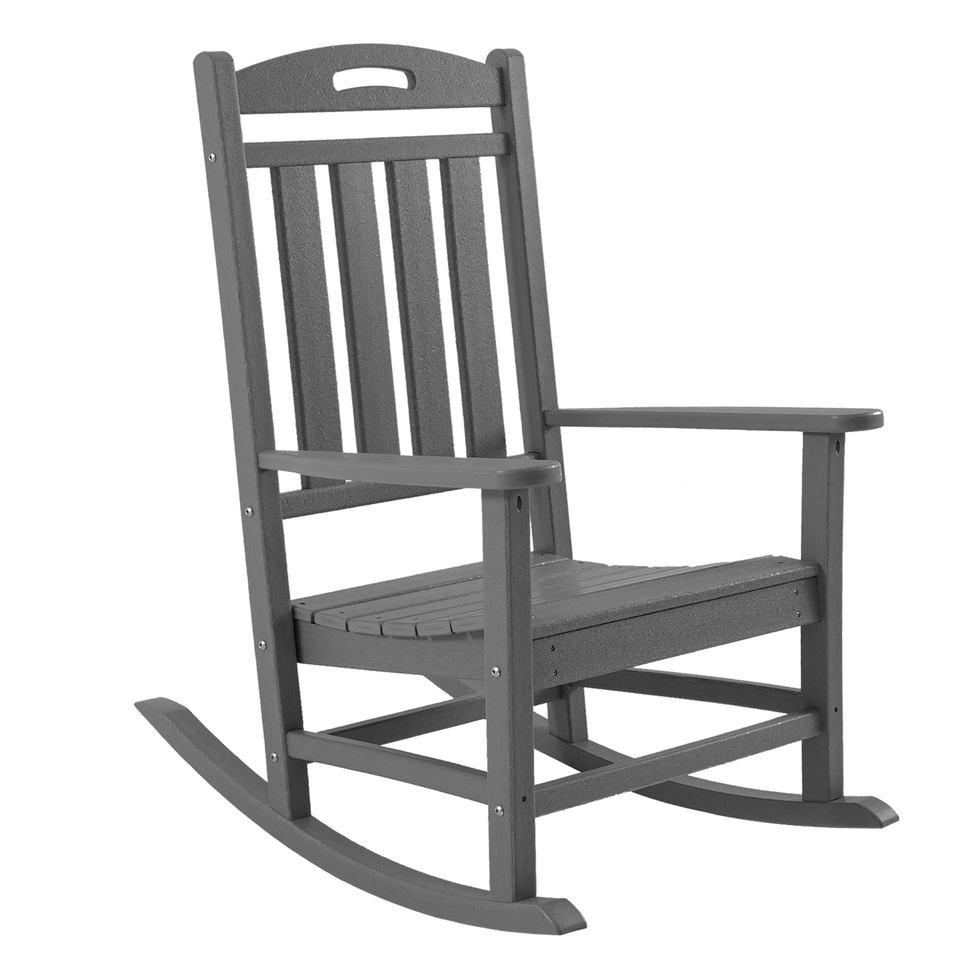 POLYDUN Outdoor Rocking Chair, High Back HDPE Patio Chair, All Weather Rocker Porch Chair, Lawn Chair for Deck, Porch, Backyard,
