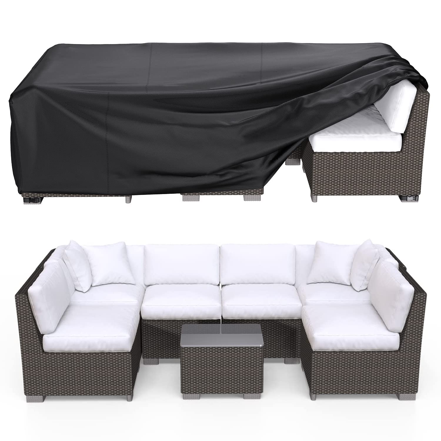 BROSYDA Patio Furniture Covers Waterproof, 90L  62 W  28 H Rectangular Outdoor Furniture Set Covers , Durable Heavy Duty Oxford 
