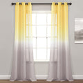 Lush Decor Umbre Fiesta Sheer Window Curtain Panel Pair, 84 Long x 38 Wide, Yellow & Gray