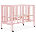 Dream On Me Quinn Full-Size Folding Crib in Blush Pink, Removeable Wheels, Modern Nursey, Adjustable Mattress Support, Portable 