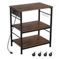 Bakers Rack with Power Outlet Kitchen Microwave Stand Cart 3 Tier Coffee Bar Table Kitchen Storage Shelf Rack with 10 S-Shaped H