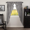 VHC Brands Farmhouse Black Country Buffalo Check Cotton Annie Curtains Rod Pocket Drawstring Ties Prairie Panel Pair