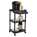 Mind Reader Bar Cart, Rolling, Utility Cart, 3-Tier, Coffee Cart, Bathroom, Kitchen, Plastic, 20L x 15W x 34.5H, Black