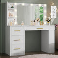 YITAHOME Vanity Desk with Mirror and Lights, Makeup Table with Charging Station, Large Vanity Set with 4 Drawers, Cute Makeup De