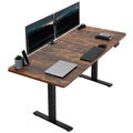 VIVO Electric Height Adjustable 71 x 30 inch Memory Stand Up Desk, Rustic Vintage Brown Table Top, Black Frame, Standing Worksta