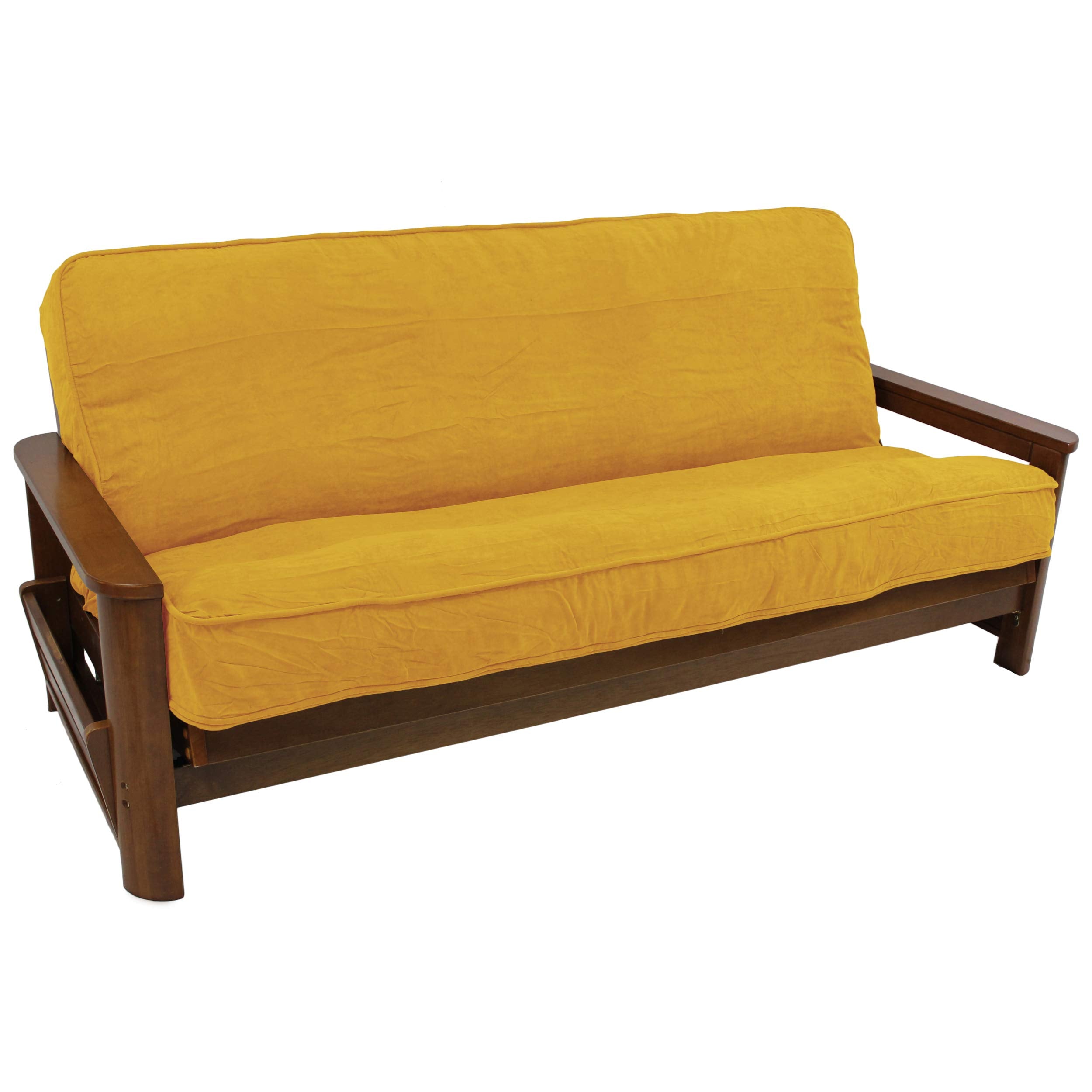 Blazing Needles Solid Microsuede Double Corded 8 to 9 Futon Cover, Full, Lemon