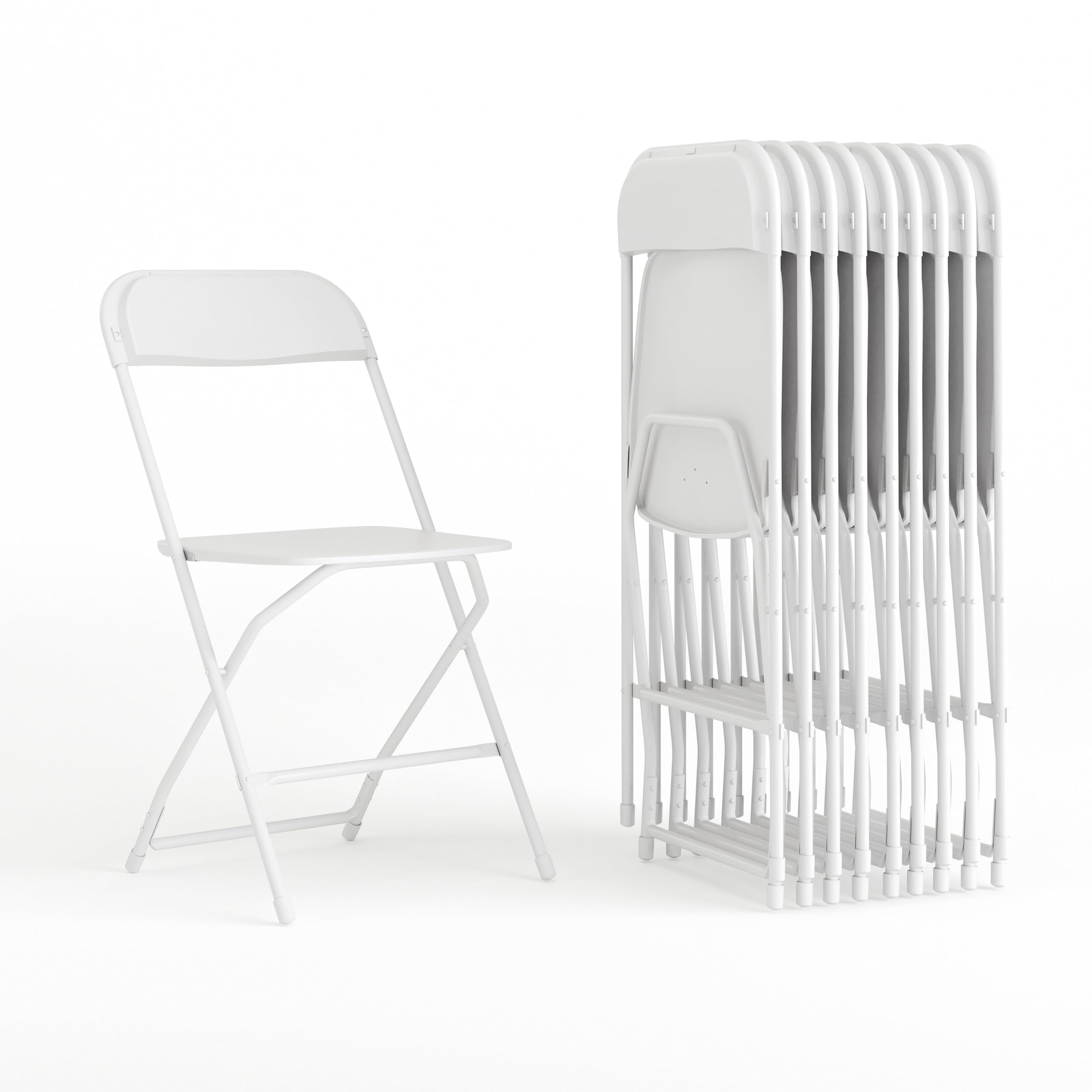 Flash Furniture Hercules Set of 10 Indoor/Outdoor Heavy-Duty Plastic Folding Chairs, Foldable Commercial Stacking Chairs with 65