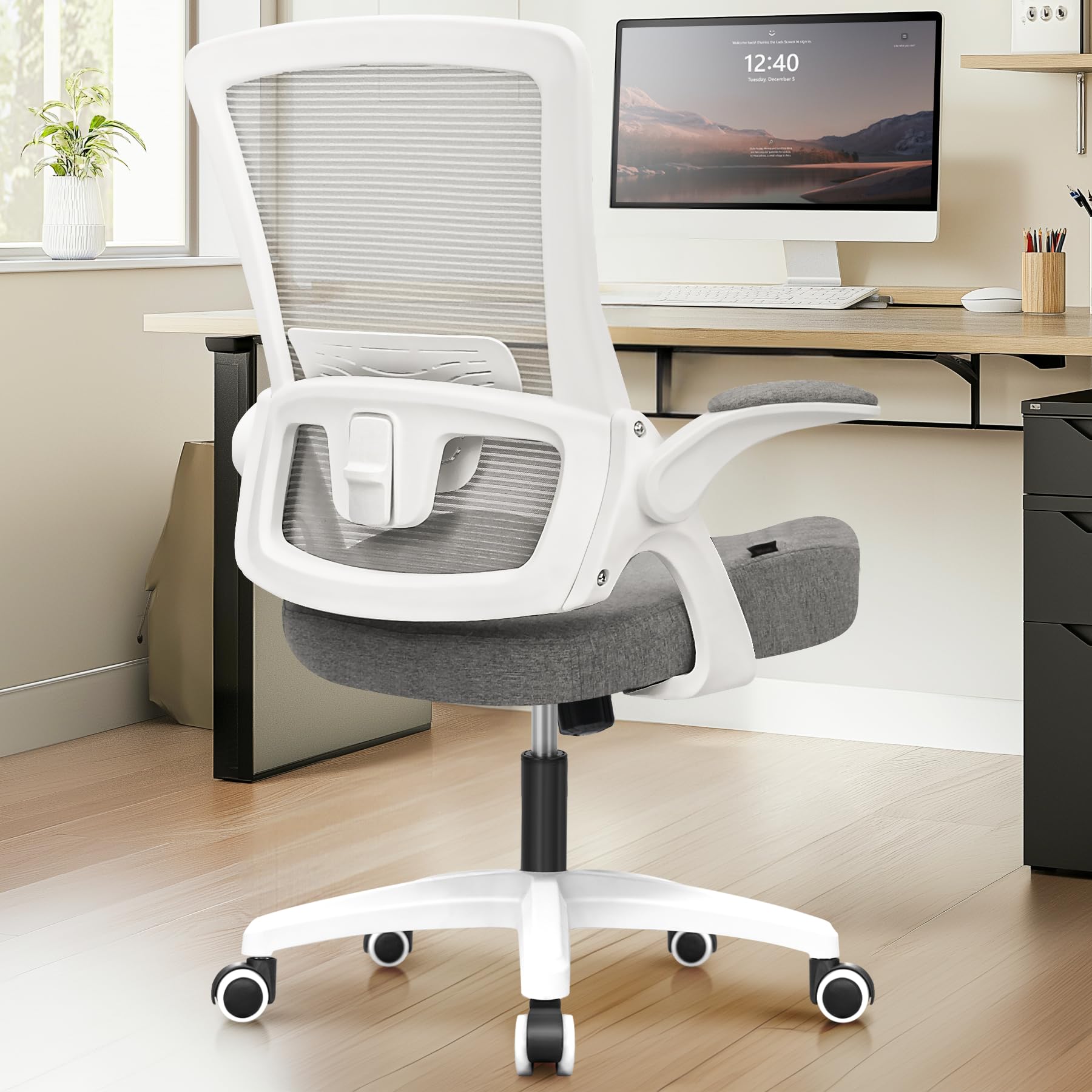 NEO CHAIR Office Desk Chair Computer High Back Mesh Gaming Seat with Ergonomic Adjustable Comfy Flip-up Armrests Lumbar Support 
