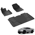 3W Floor Mats for Tesla Cybertruck 2023 2024 2025, TPE All Weather Protection Waterproof Custom Fit Floor Liner for 1st, 2nd Row