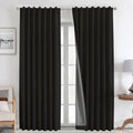 Joydeco 100% Blackout Curtains 96 inches Long White Linen Curtains 2 Panels Set Burg for Bedroom Living Room Black Out Darkening