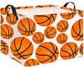 CLOCOR Rectangular Basketball Print Basket Empty,Gift Basket for Kids,Waterproof Storage Basket with Handles,Toys Bin,Books Box,