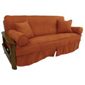 Blazing Needles Solid Microsuede Double Corded 8 to 9 Futon Slipcover Set with 4 Throw Pillows (Set of 5), Full, Spice