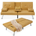 Best Choice Products Faux Leather Upholstered Modern Convertible Futon, Adjustable Folding Sofa Bed, Guest Bed w/Removable Armre