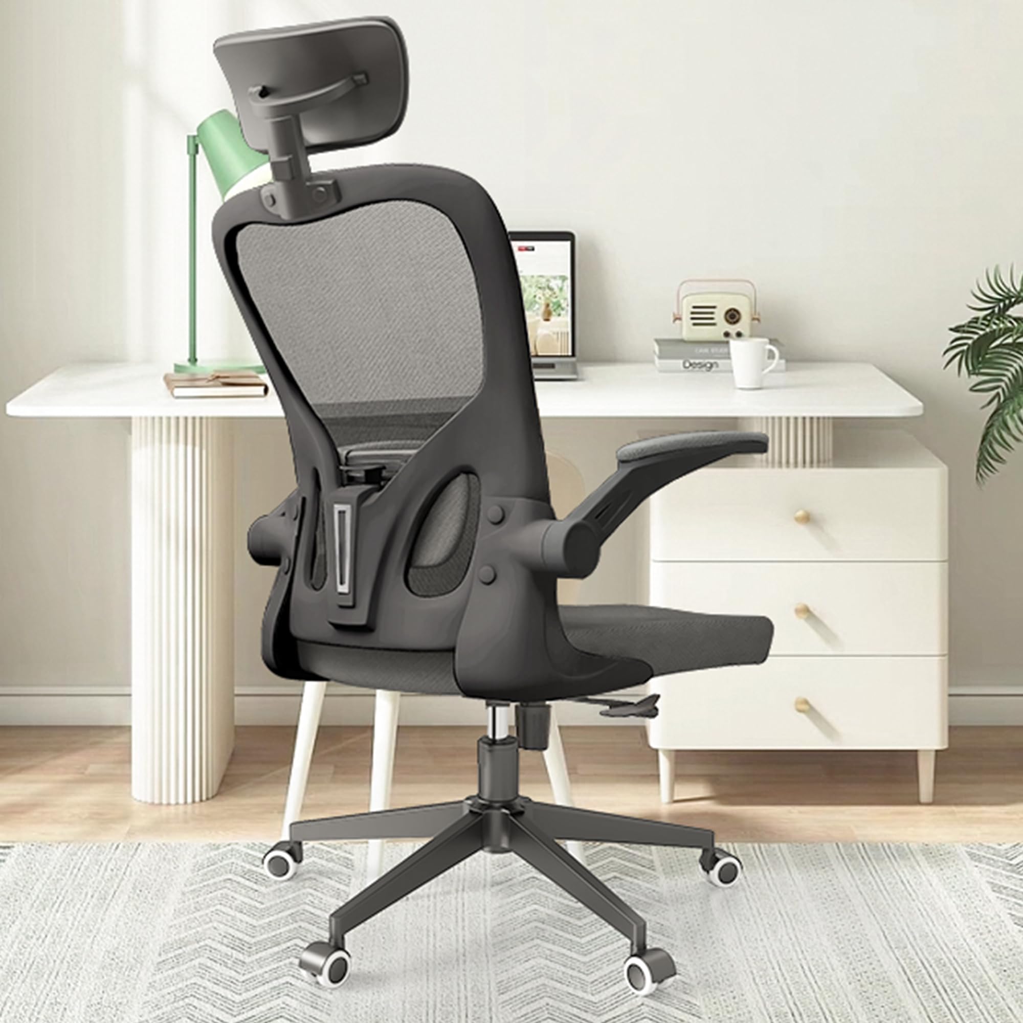 Monhey Black Office Chair, Ergonomic Office Chair, Home Office Desk Chair for Big and Tall People, Computer Chair with Adjustabl