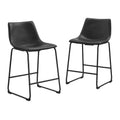 Walker Edison Douglas Urban Industrial Faux Leather Armless Counter Chairs, Set of 2, Black, 20D x 18.5W x 34.5H