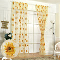Ufurty Sunflower Window Curtain, 2PCS Sun Flower Floral Voile Sheer Curtain Panels Tulle Room Salix Leaf Sheer Gauze Curtain for