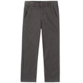IZOD boys School Uniform Flat Front Twill Pants Khakis, gray, 14 Husky