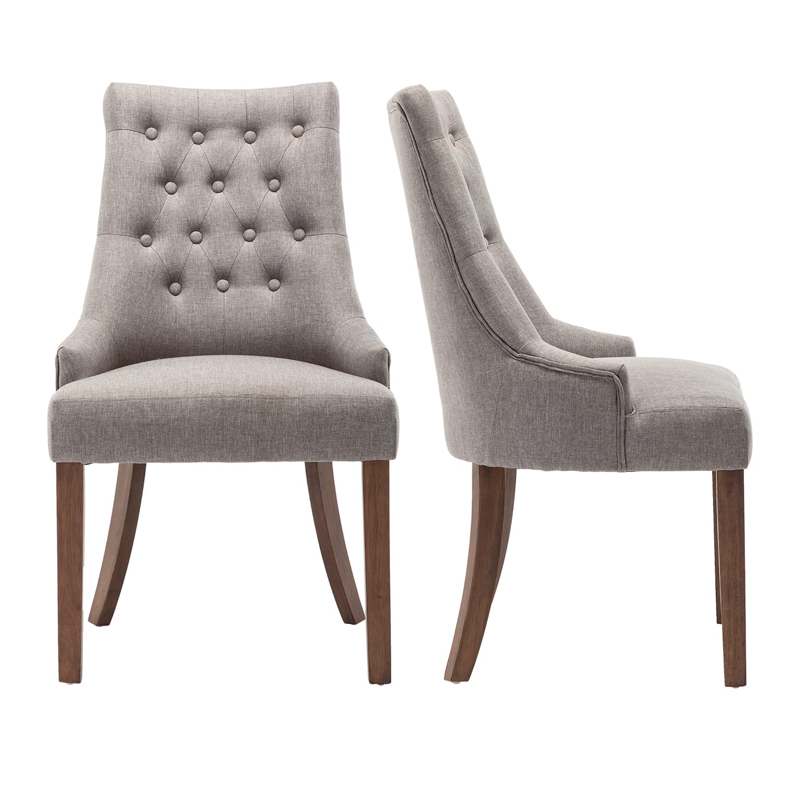 COLAMY Wingback Upholstered Dining Chairs Set of 2, Fabric Side Dining Room Chairs with Tufted Button, Living Room Chairs for Ho