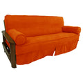 Blazing Needles Solid Microsuede Double Corded 8 to 9 Futon Slipcover Set with 2 Bolster Pillows (Set of 3), Full, Tangerine Dre
